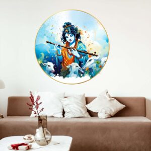 Wall Painting for Wall Decoration with Frame Sparkle Glossy Round Golden Framed Large Painting Office, Living Room, Bedroom, Home Decoration