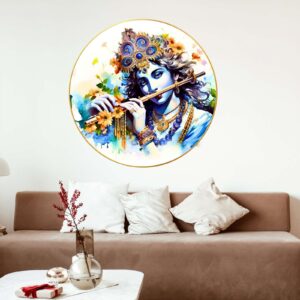 Wall Painting for Wall Decoration with Frame Sparkle Glossy Round Golden Framed Large Painting Office, Living Room, Bedroom, Home Decoration